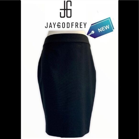 Jay Godfrey for Cintas Black lined pencil skirt NWT business career office Sz 8 - Picture 1 of 10